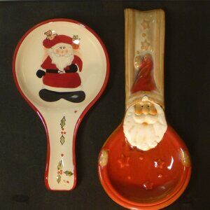 Vintage Kirkland Potter and Le Gourmet Santa Themed Spoon Rests